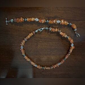 Elegant Orange Beaded Necklace and Bracelet Set